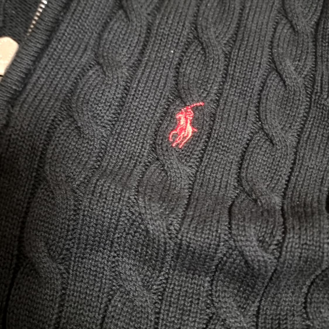 폴로 랄프로렌 블랙 케이블 니트 집업(m) 상품이미지2