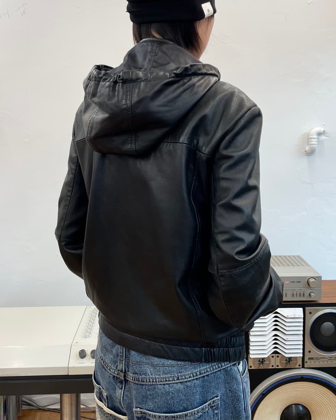 [M] DKNY 레더 후드 자켓 상품이미지4