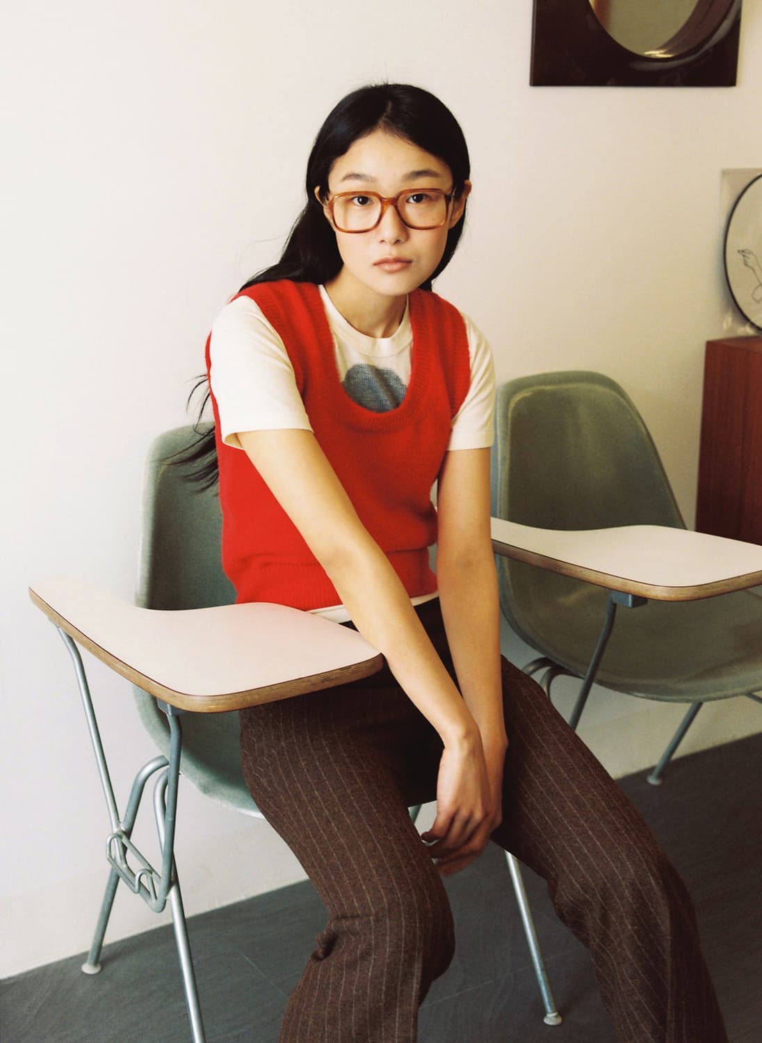 Ponytail 포니테일 70s 플레어 스트라이프 팬츠 마호가니 상품이미지3