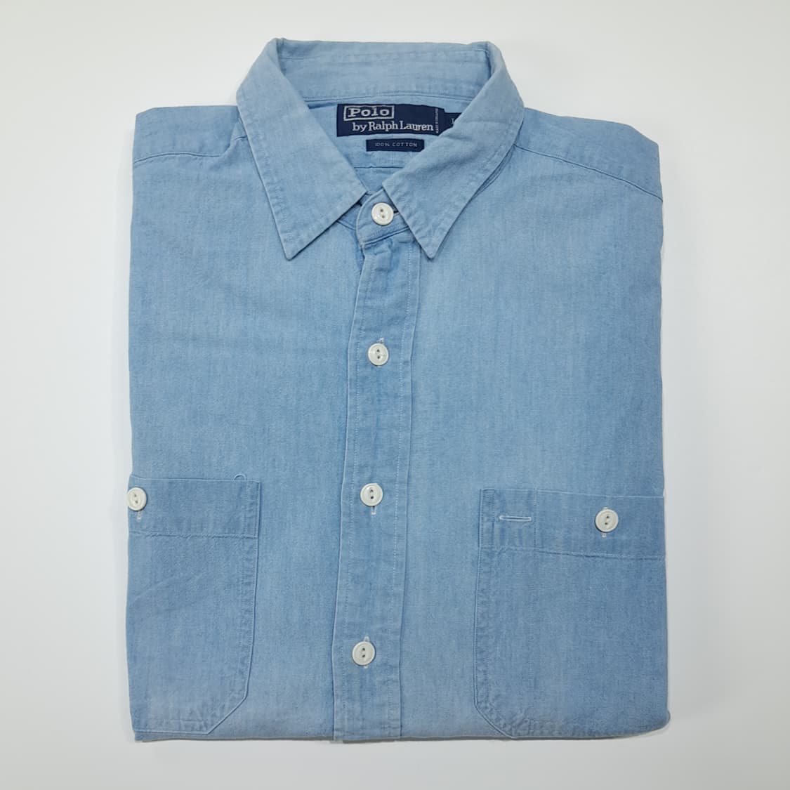 CL635 L 폴로 90s 싱가포르판 투포켓 샴브레이 워크 셔츠 남방 상품이미지7