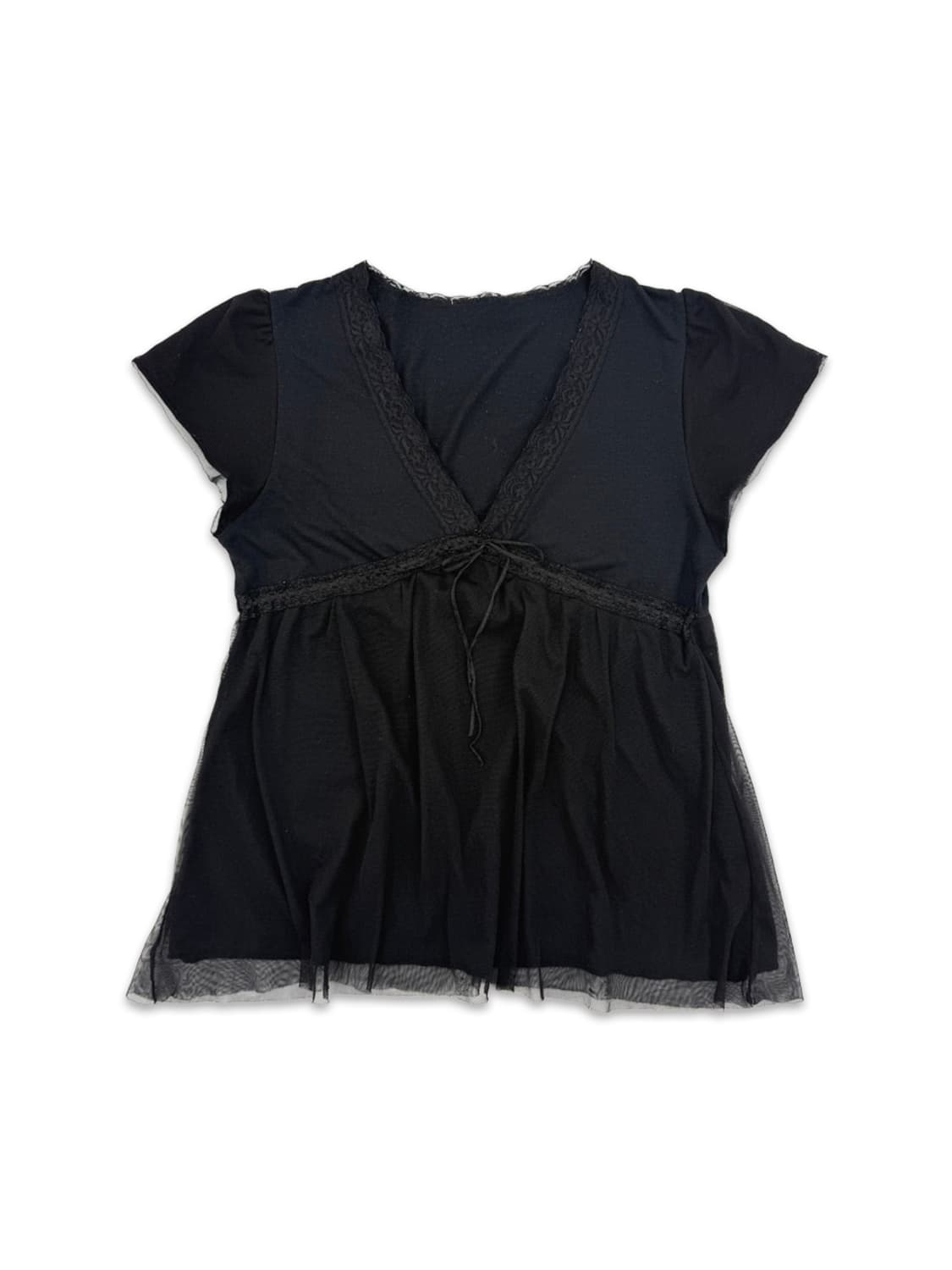 빈티지 블랙 레이스 리본 블라우스 상품이미지3