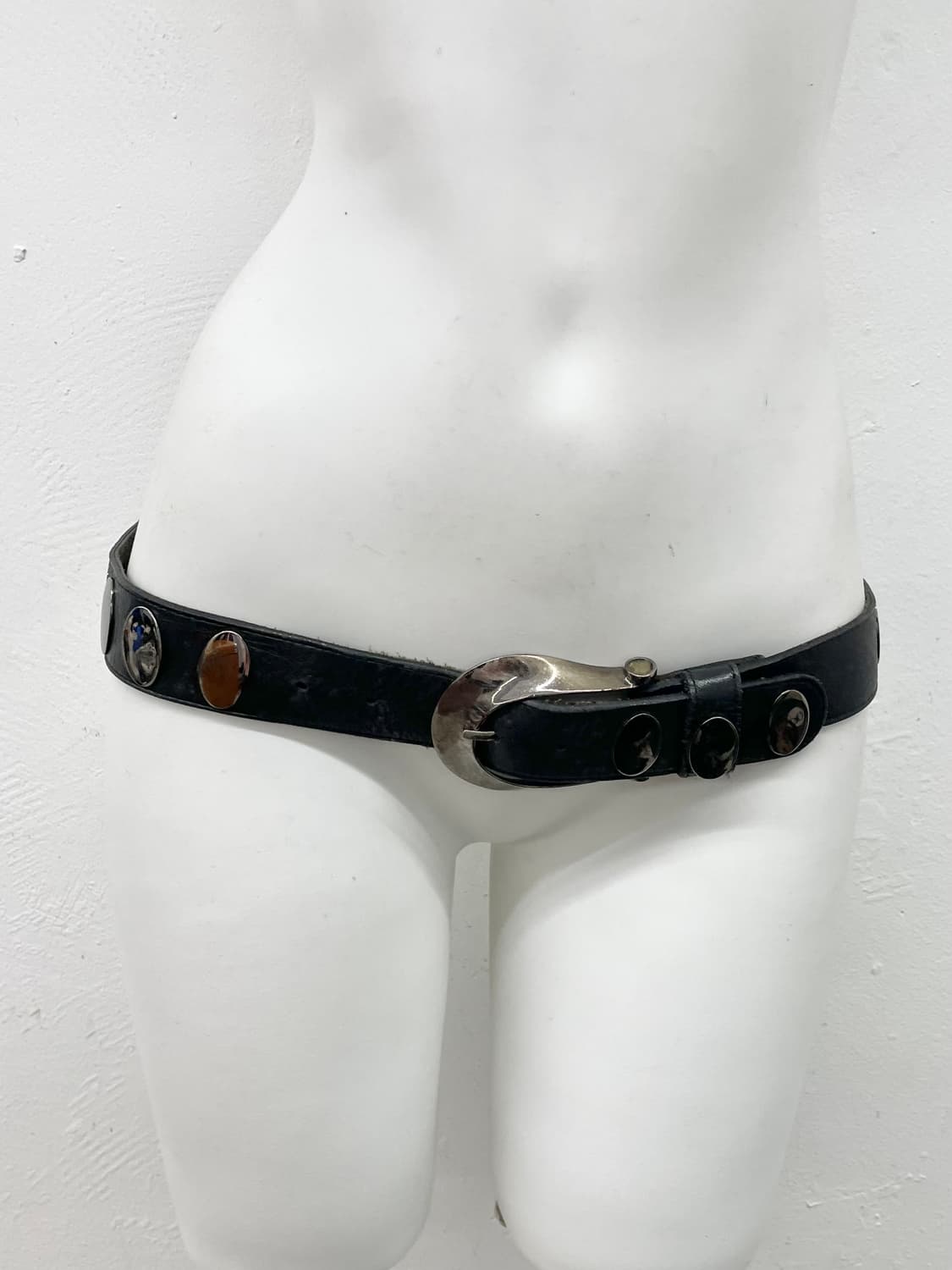 락시크 리얼레더 은장 스터드 버클 벨트 상품이미지3