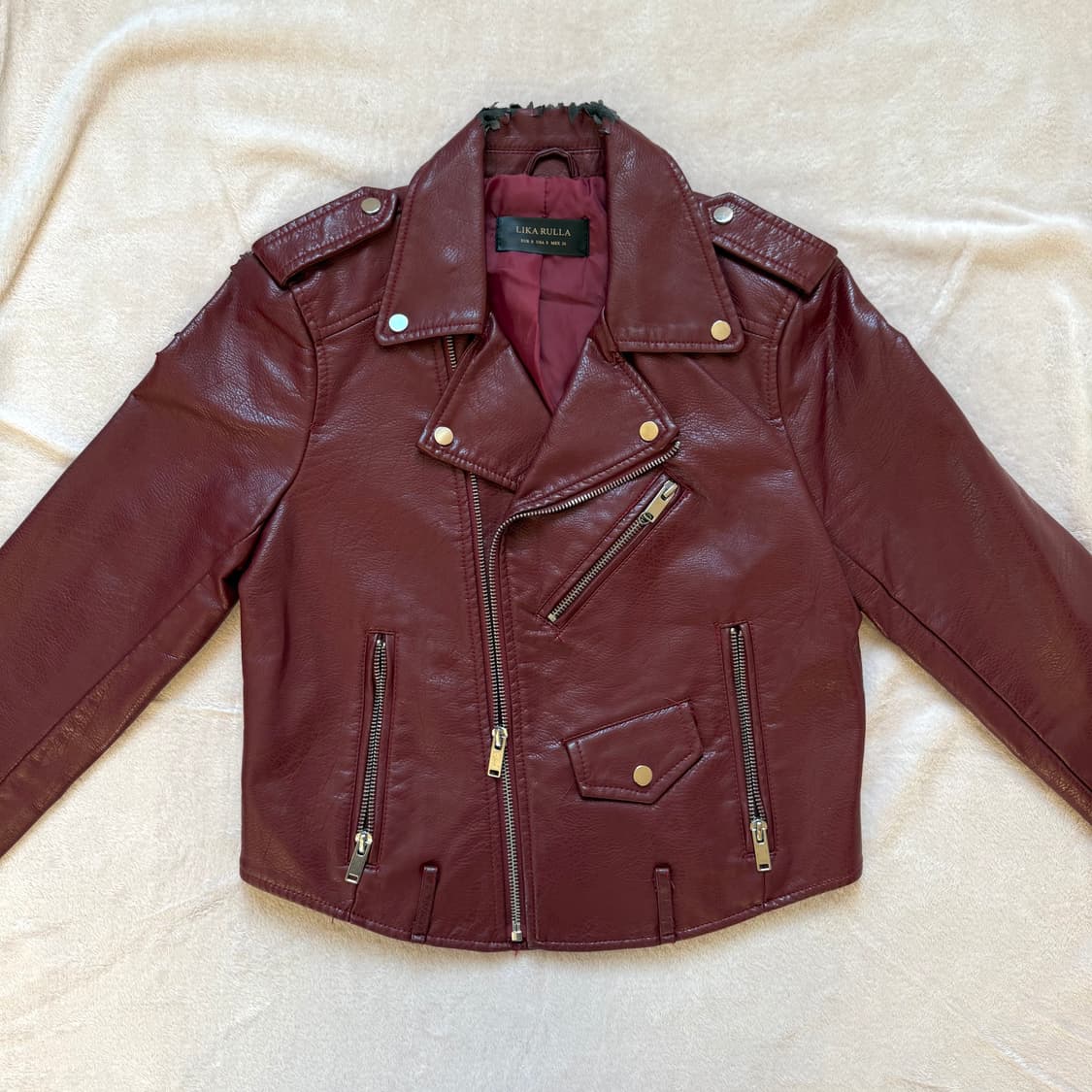 Lika Rulla 리카루라 버건디 라이더 가죽 자켓 상품이미지2