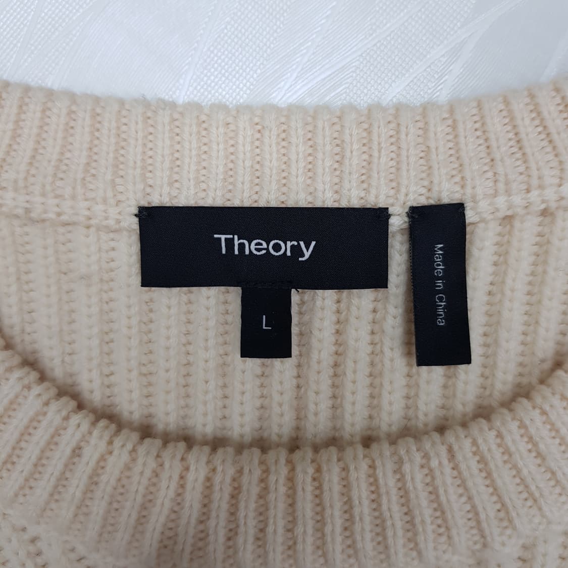 띠어리 THEORY 메리노울 100% 배색 니트 스웨터 L사이즈 상품이미지6