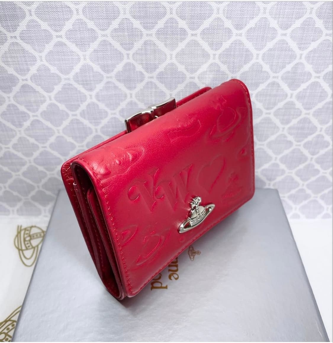 비비안웨스트우드 아카이브 레드 레더 하프월렛 반지갑 상품이미지6