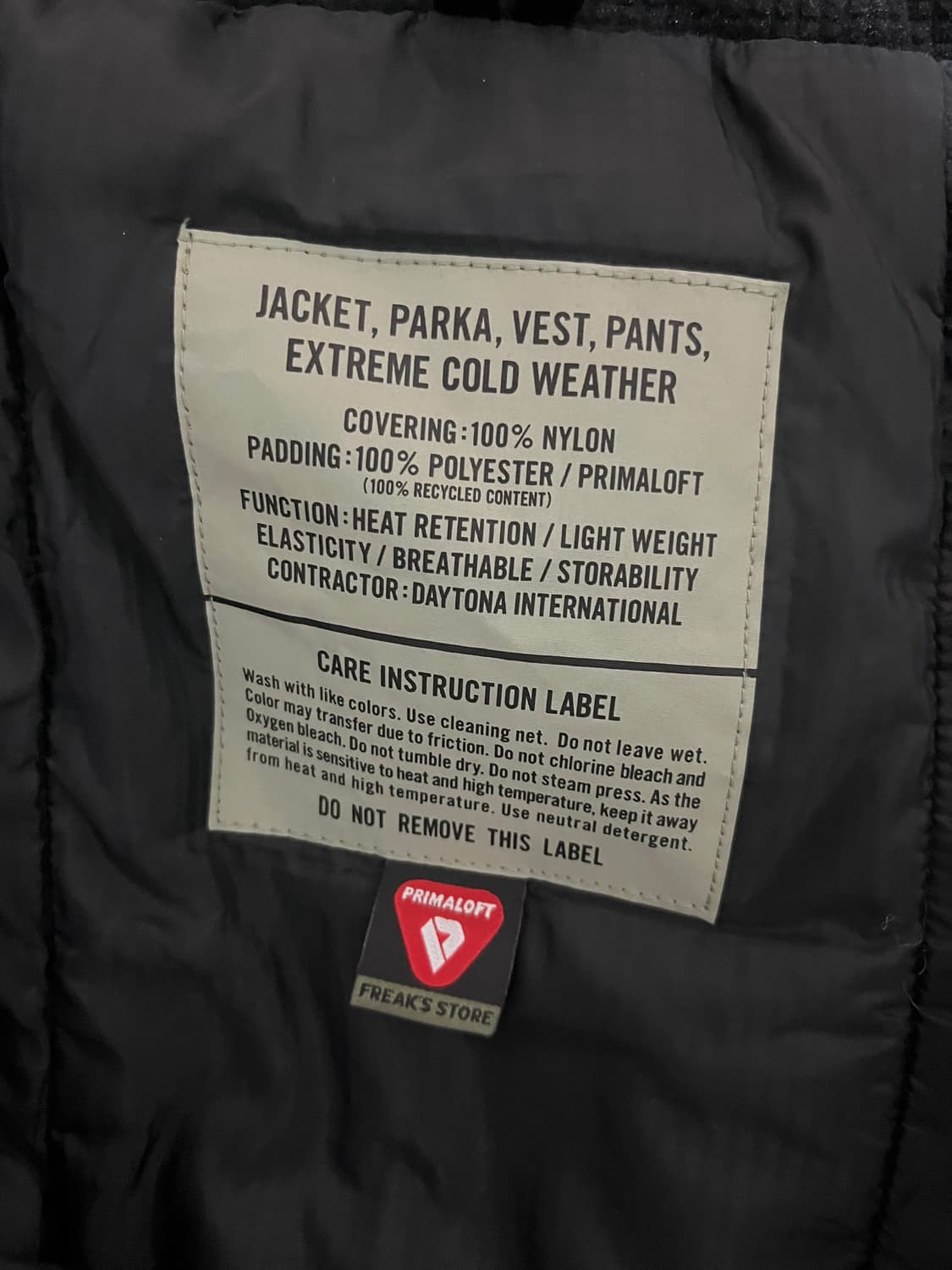 (M) 프릭스 스토어 프리마로프트 패딩 자켓 블랙 상품이미지3