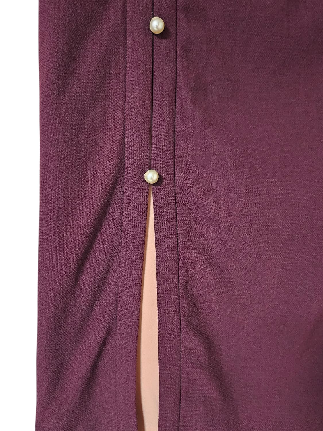 질스튜어트뉴욕 버건디 진주버튼 슬릿 스커트 56cm H라인 정장 출근룩 상품이미지7