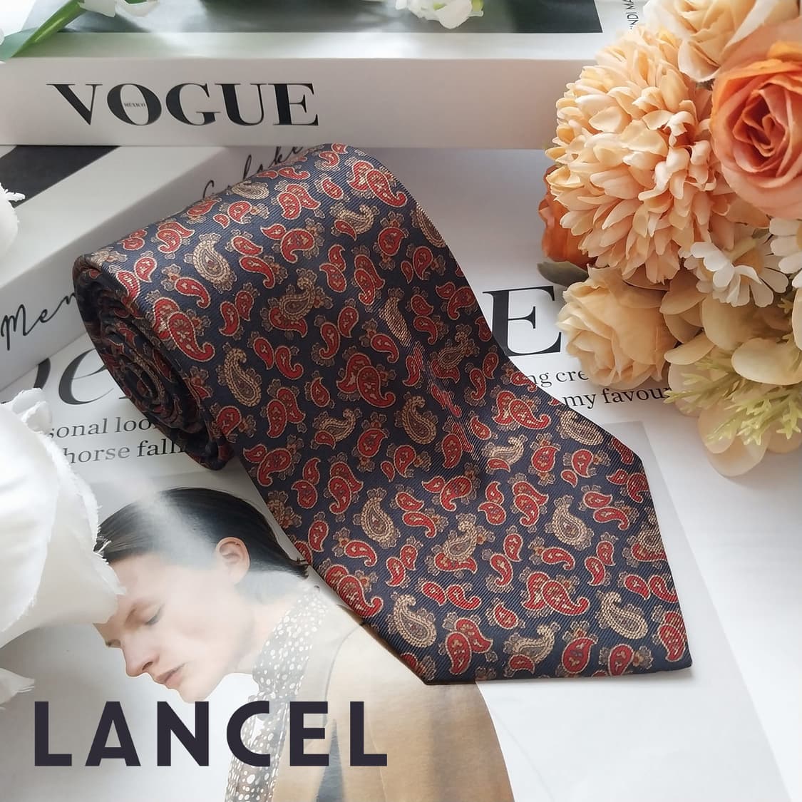 란셀 실크 네이비 페이즐리 패턴 넥타이 8.5cm A+등급 K1786
 상품이미지2