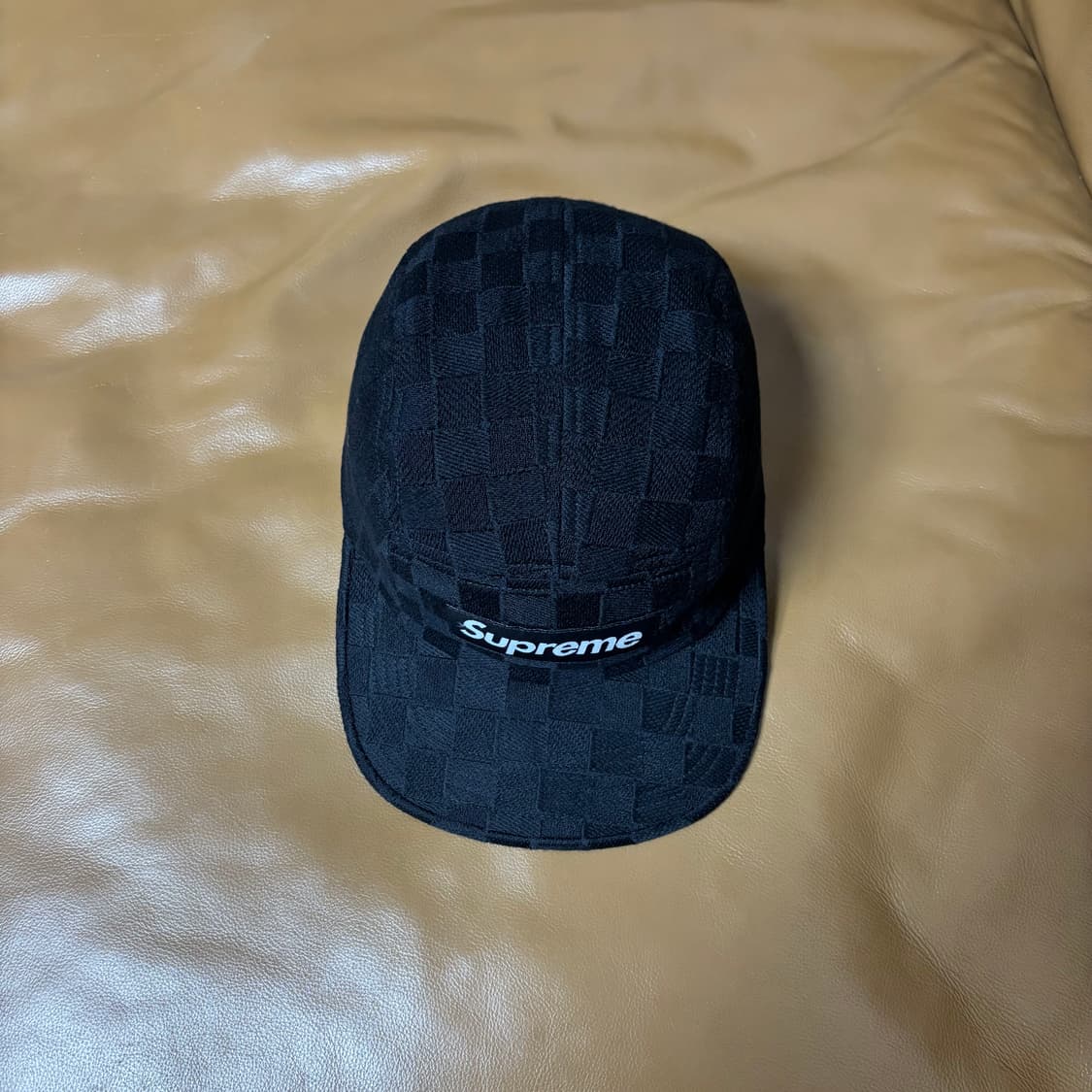 Supreme 슈프림 체커보드 블랙 캠프캡 모자 (Black) 상품이미지5