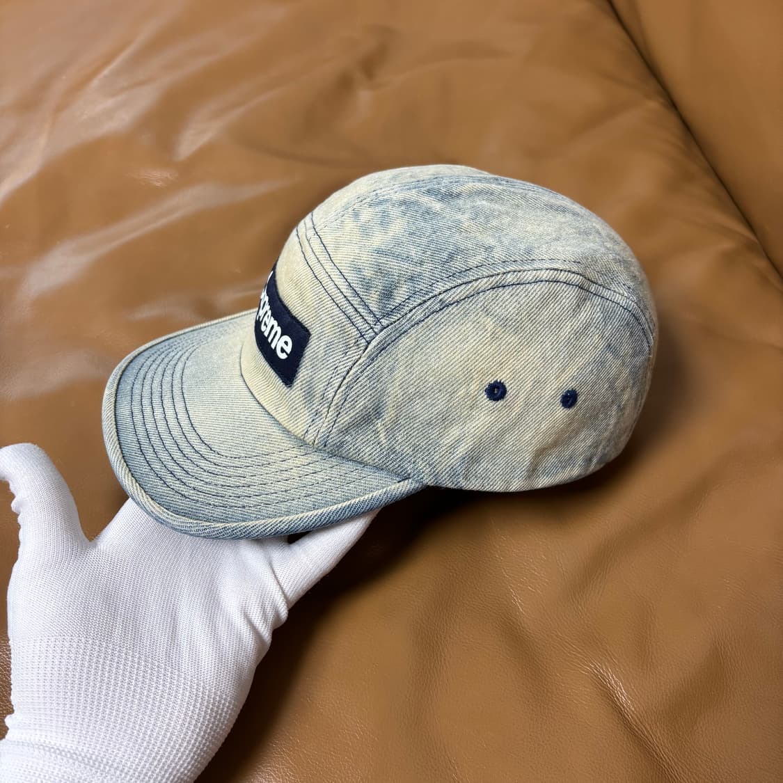 슈프림 캠프캡 모자 박스로고 24ss 더티 데님 인디고 상품이미지5