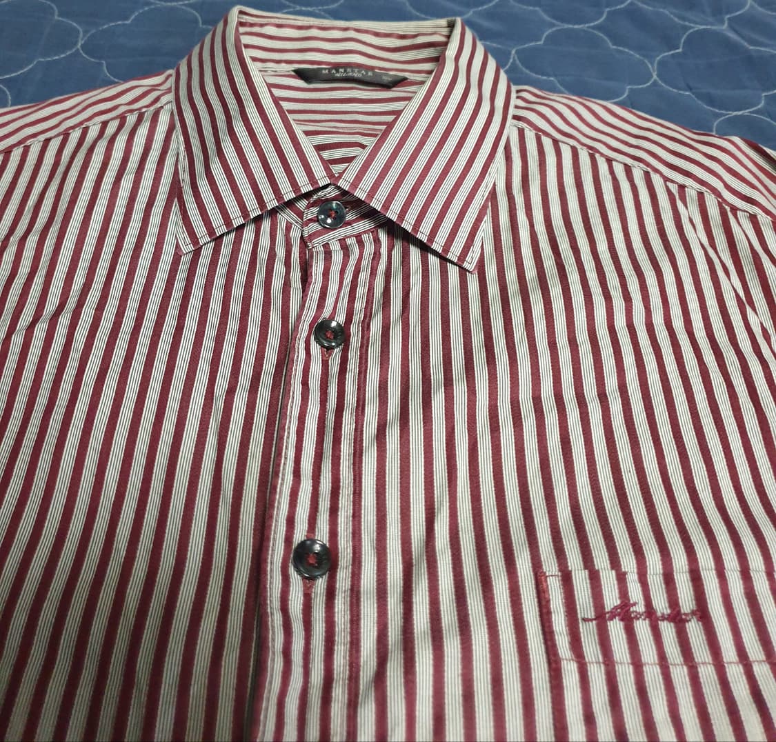 MAN STAR 스트라이프 긴팔셔츠 레드 (105) 상품이미지2