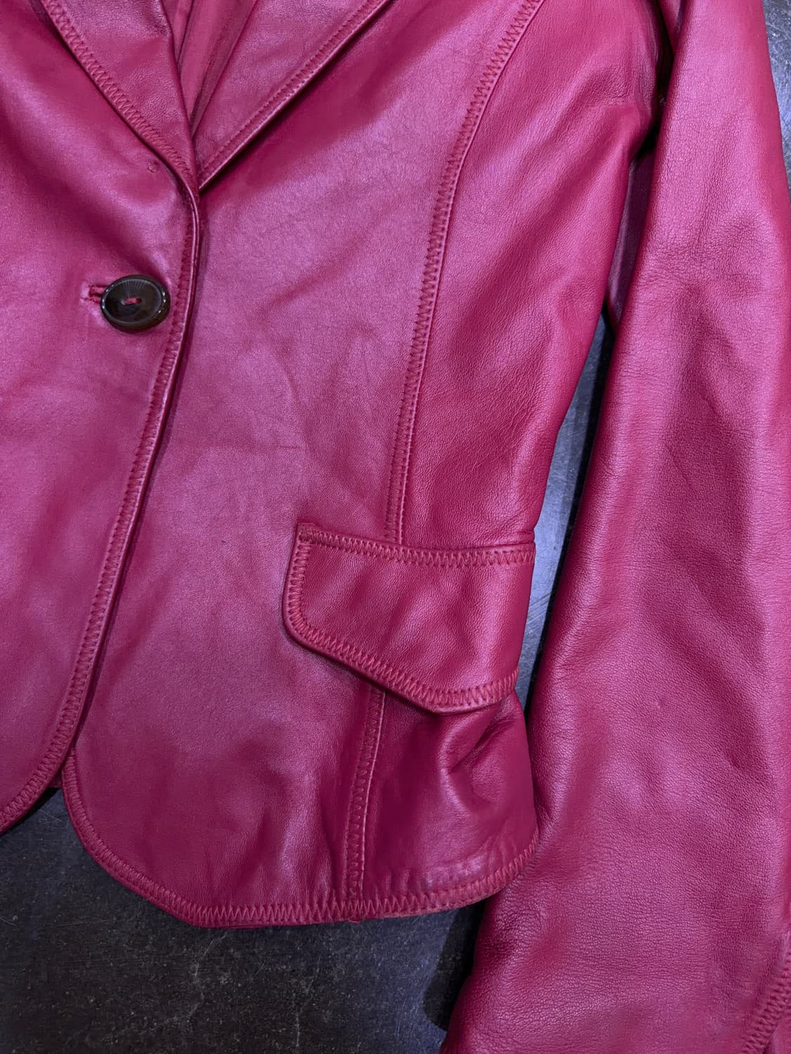 CHIFFONS 인디언 핑크 양가죽 싱글 원버튼 레더자켓 55 상품이미지5