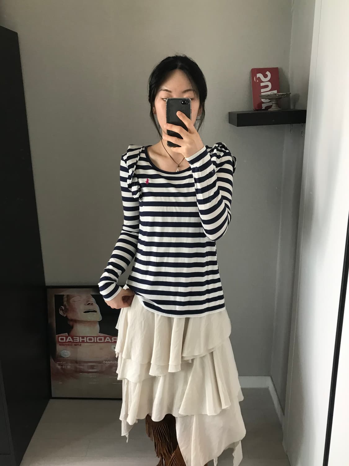 폴로 랄프로렌 포니로고 스트라이프 프릴 긴팔 롱슬리브티 상품이미지1