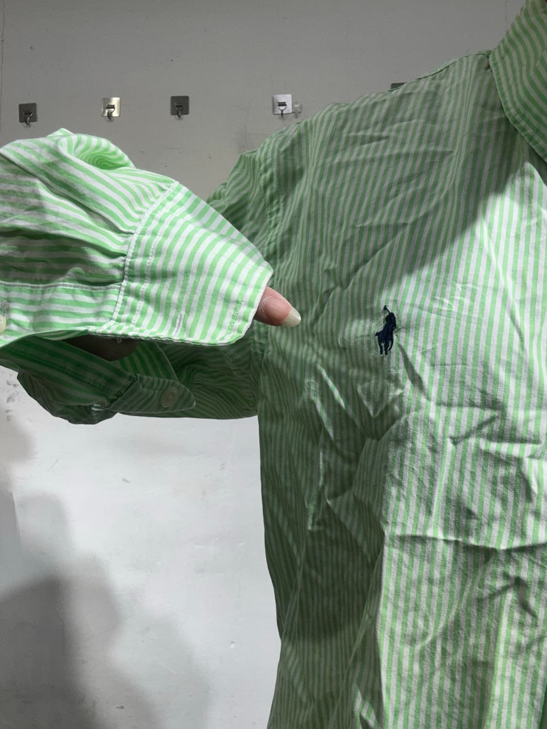 폴로 연두색 오버핏 슬림핏 셔츠 XL 상품이미지4