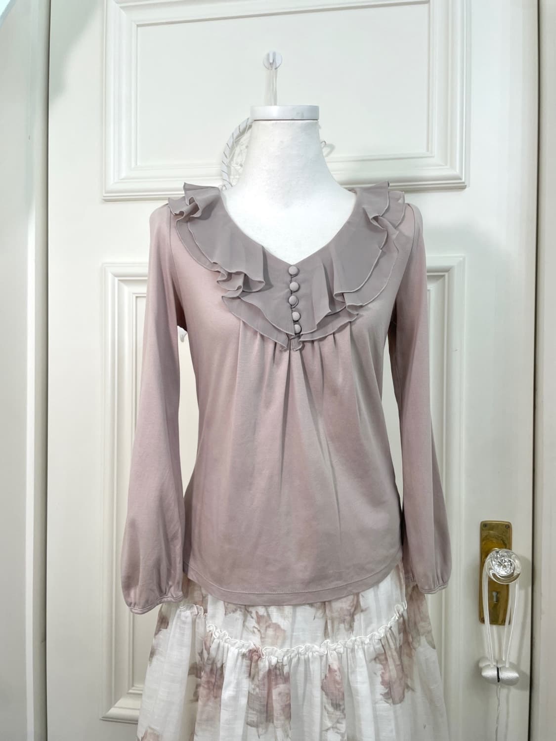 indi pink ruffle shirring cotton top 상품이미지1