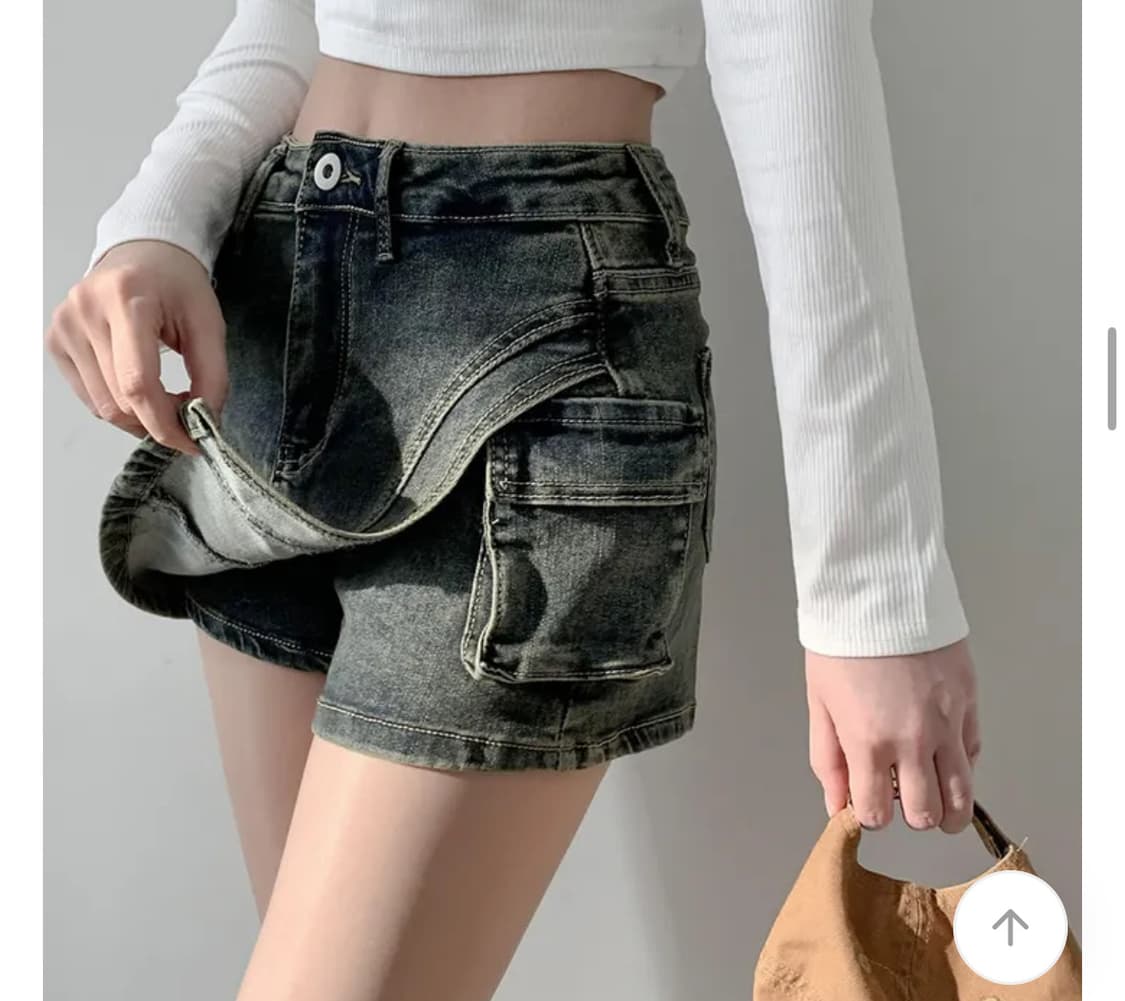 랩 워싱 데님 카고 마이크로 미니 스커트 숏팬츠 상품이미지1