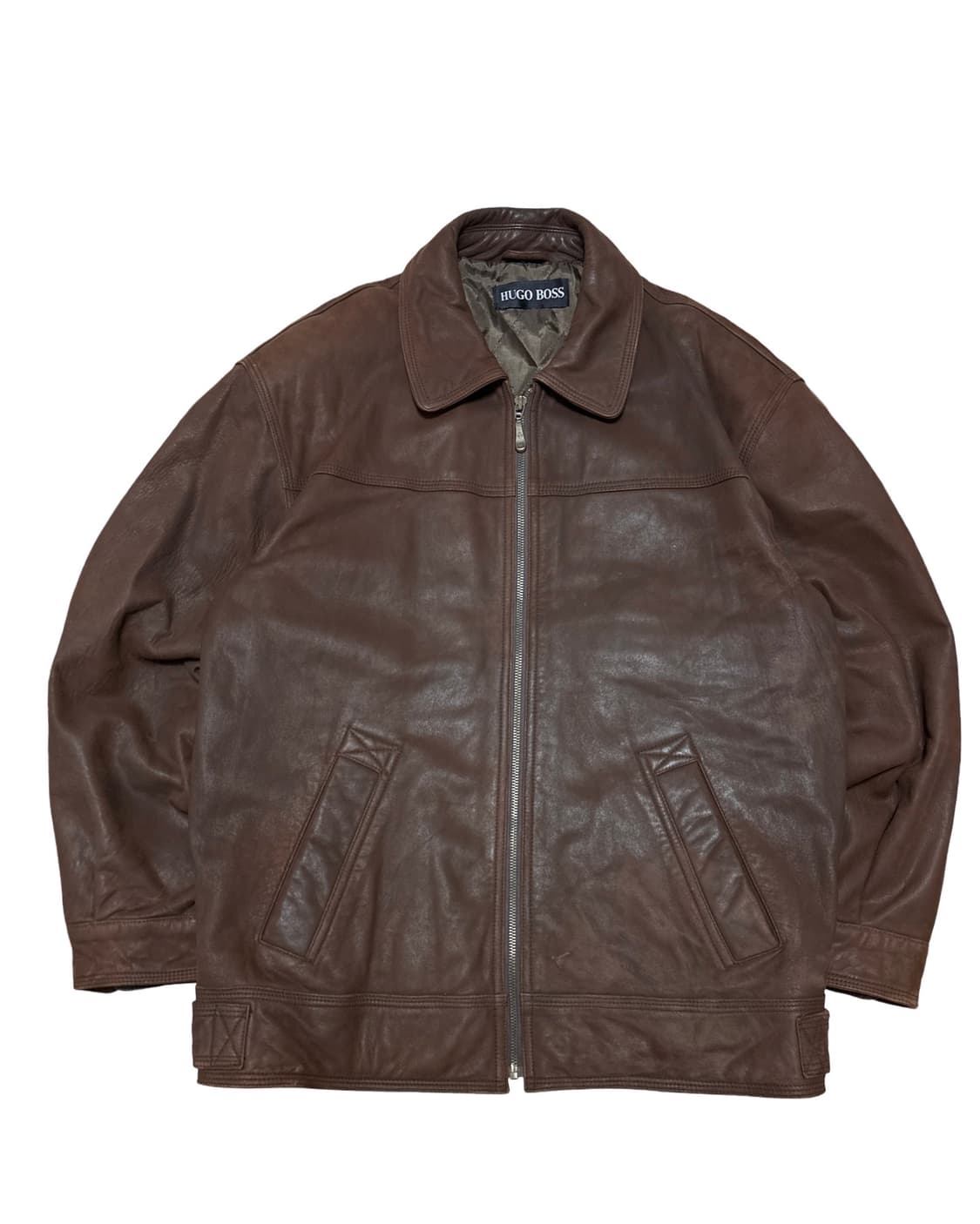 휴고 보스 브라운 레더 블루종 자켓 상품이미지1