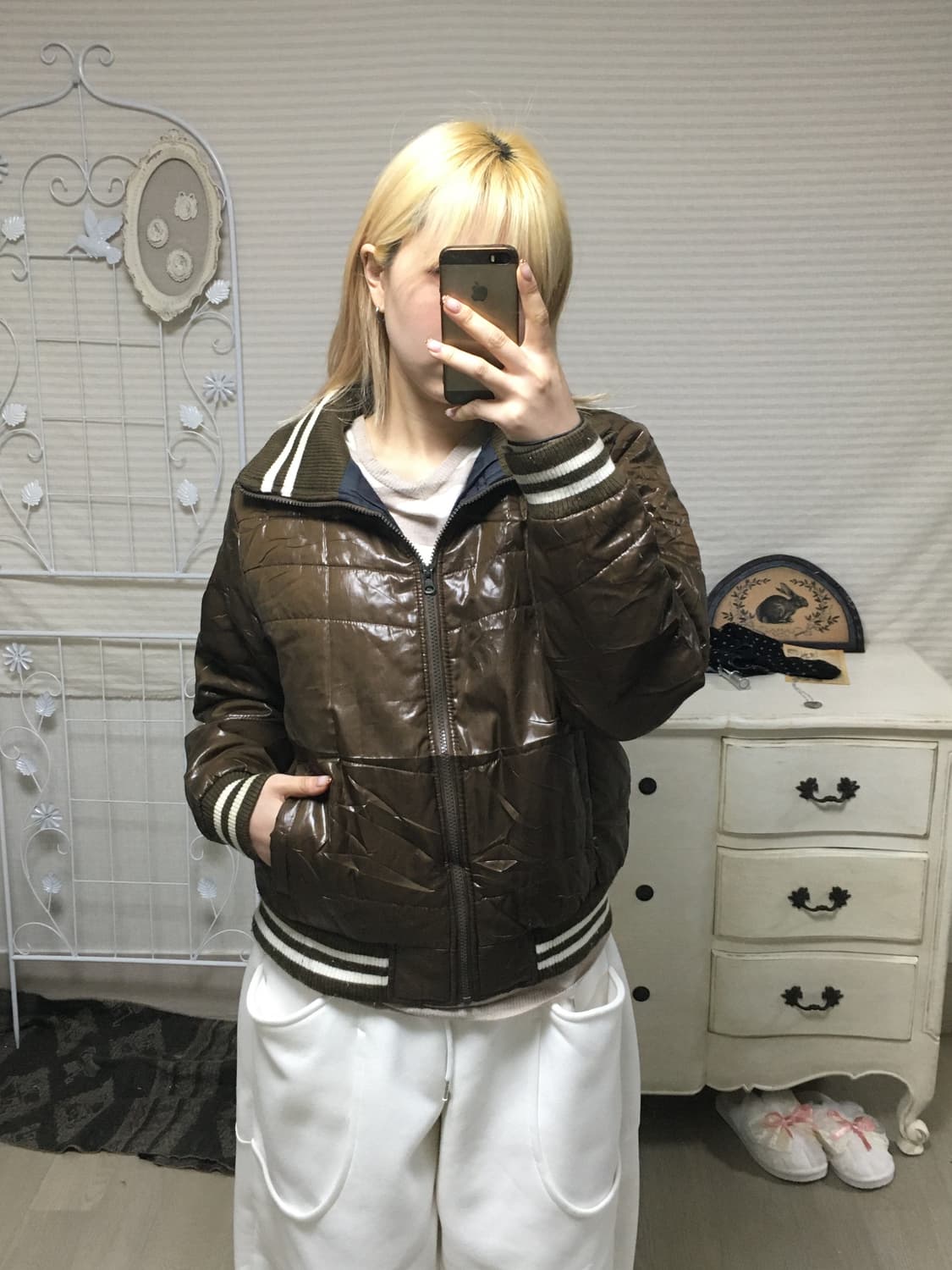 jpn vintage 브라운 블루종 점퍼 상품이미지3