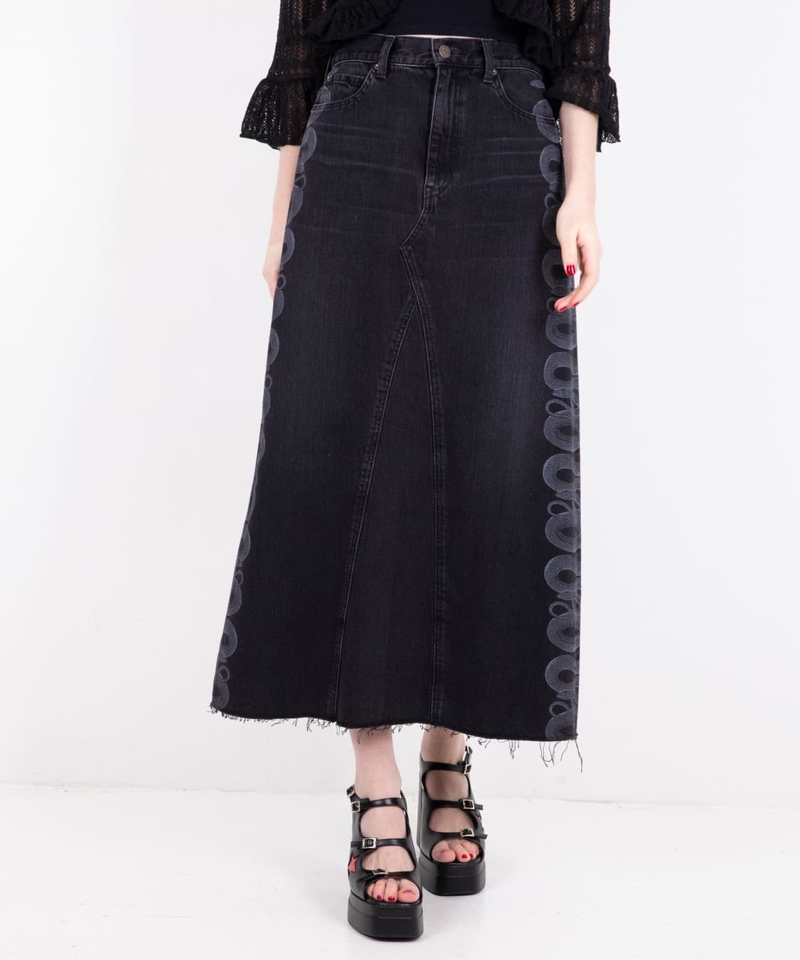 히스테릭글래머 SNAKE LOOP 스네이크 데님 스커트 상품이미지7