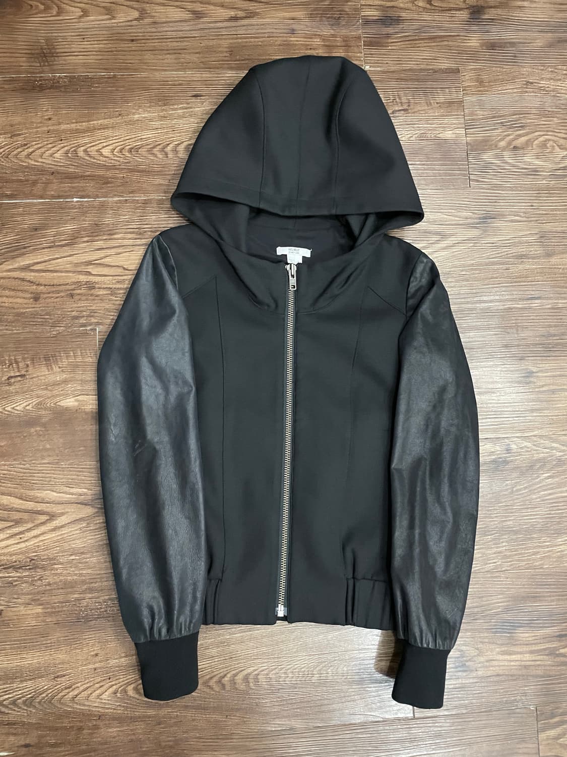 헬무트랭 카프스킨 레더 슬리브 봄버 자켓 블랙 상품이미지3