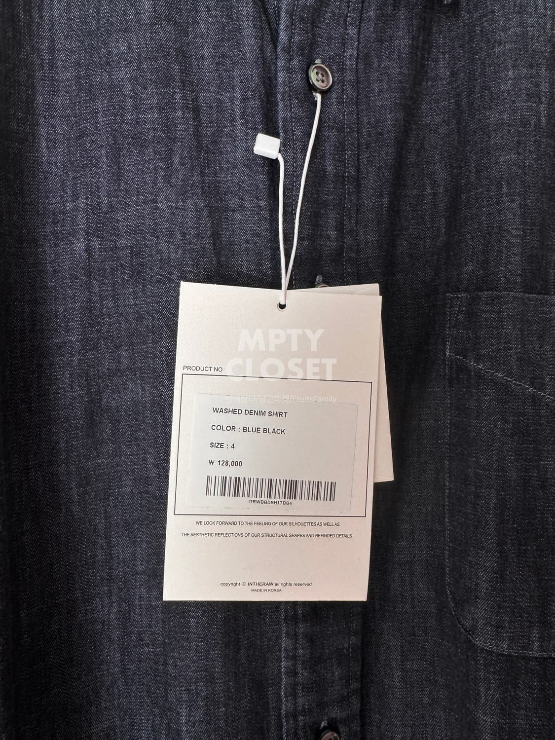 [4] Intheraw 인더로우 워시드 데님셔츠 블루블랙 상품이미지4