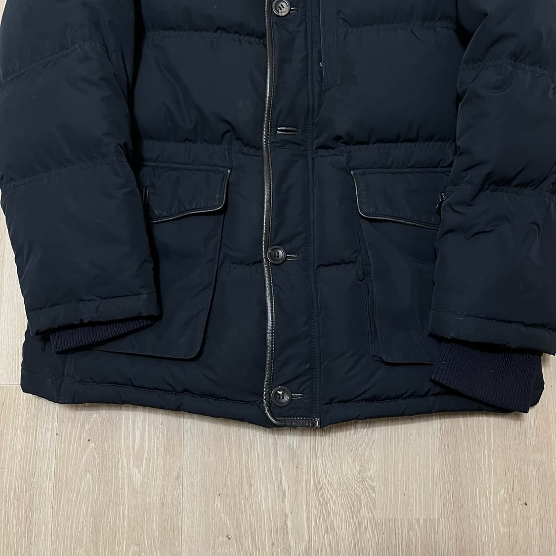 헤지스 남성 양가죽 배색 구스다운 패딩 점퍼 XL/105  상품이미지5