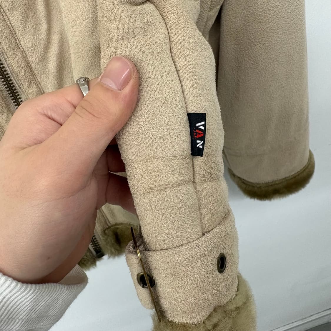 VAN 스웨이드 무스탕 퍼 자켓 남/M 상품이미지4