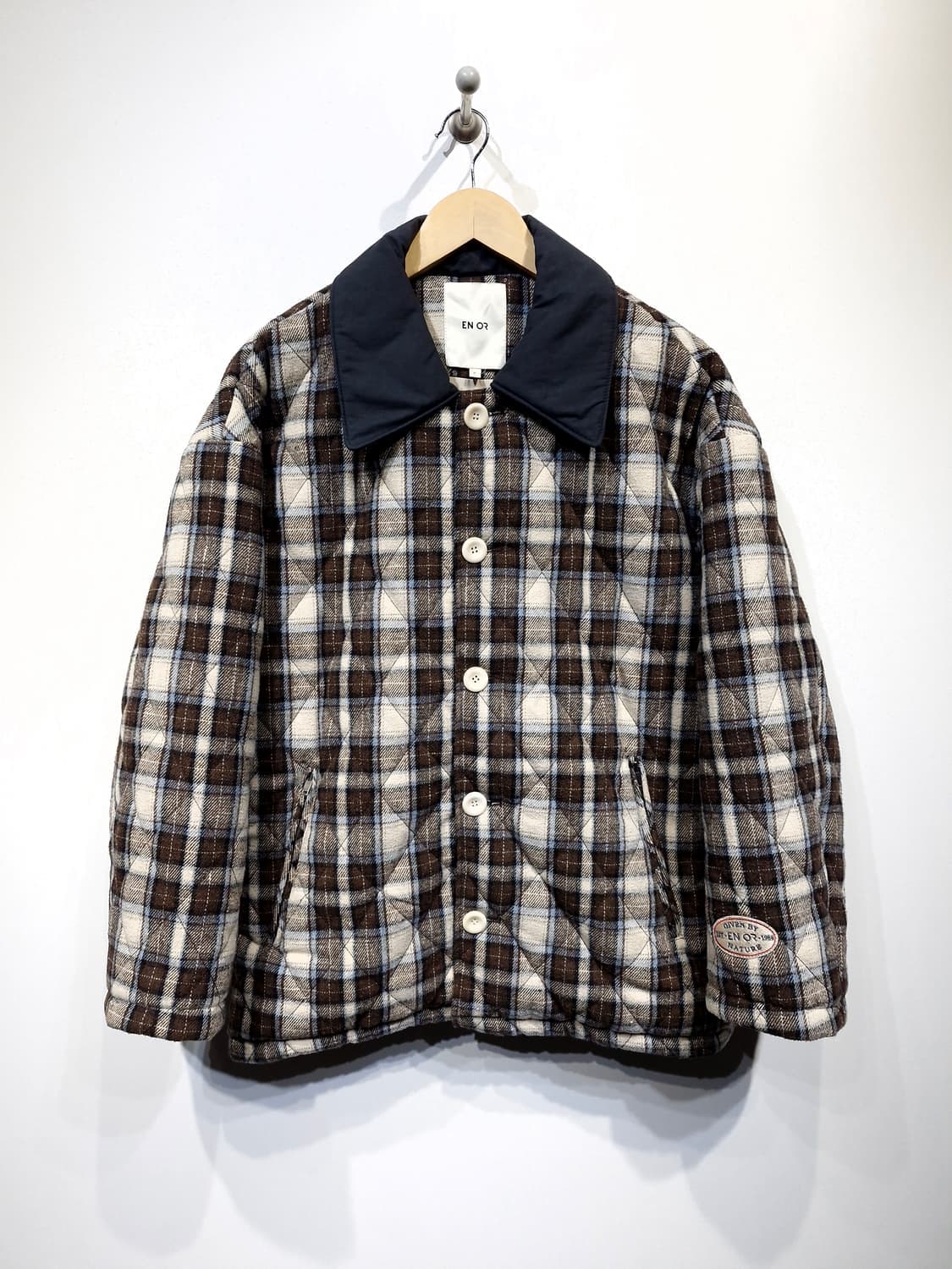 EN OR 엔오르 체크 퀼팅 자켓 브라운 상품이미지4