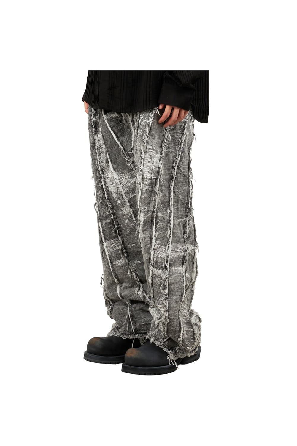 새상품 탁 TAAKK 블랙 케미컬 웨이빙데님 2사이즈  상품이미지5