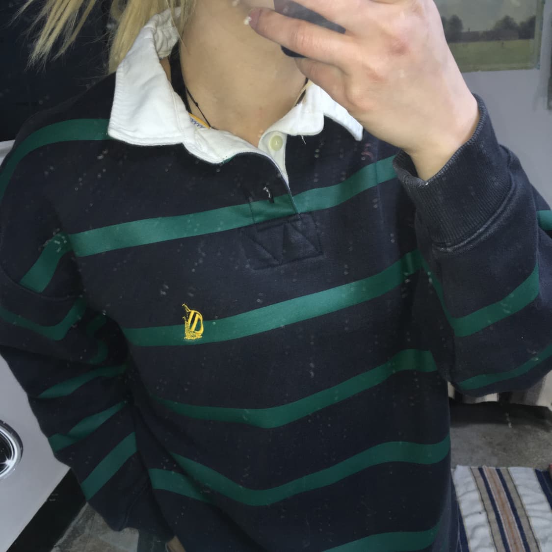 투티/0235 nautica 오버핏 스트라이프 카라 맨투맨 기모 상품이미지2