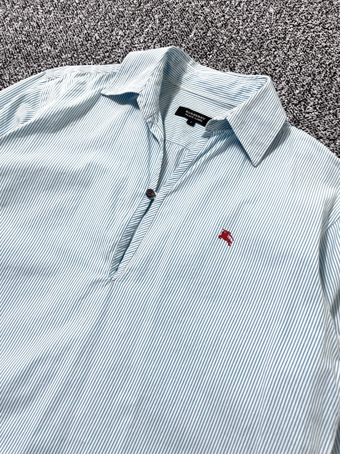 빈티지9. 버버리 블랙 라벨 스트라이프 2/3 소매 반팔 셔츠 블루 상품이미지2