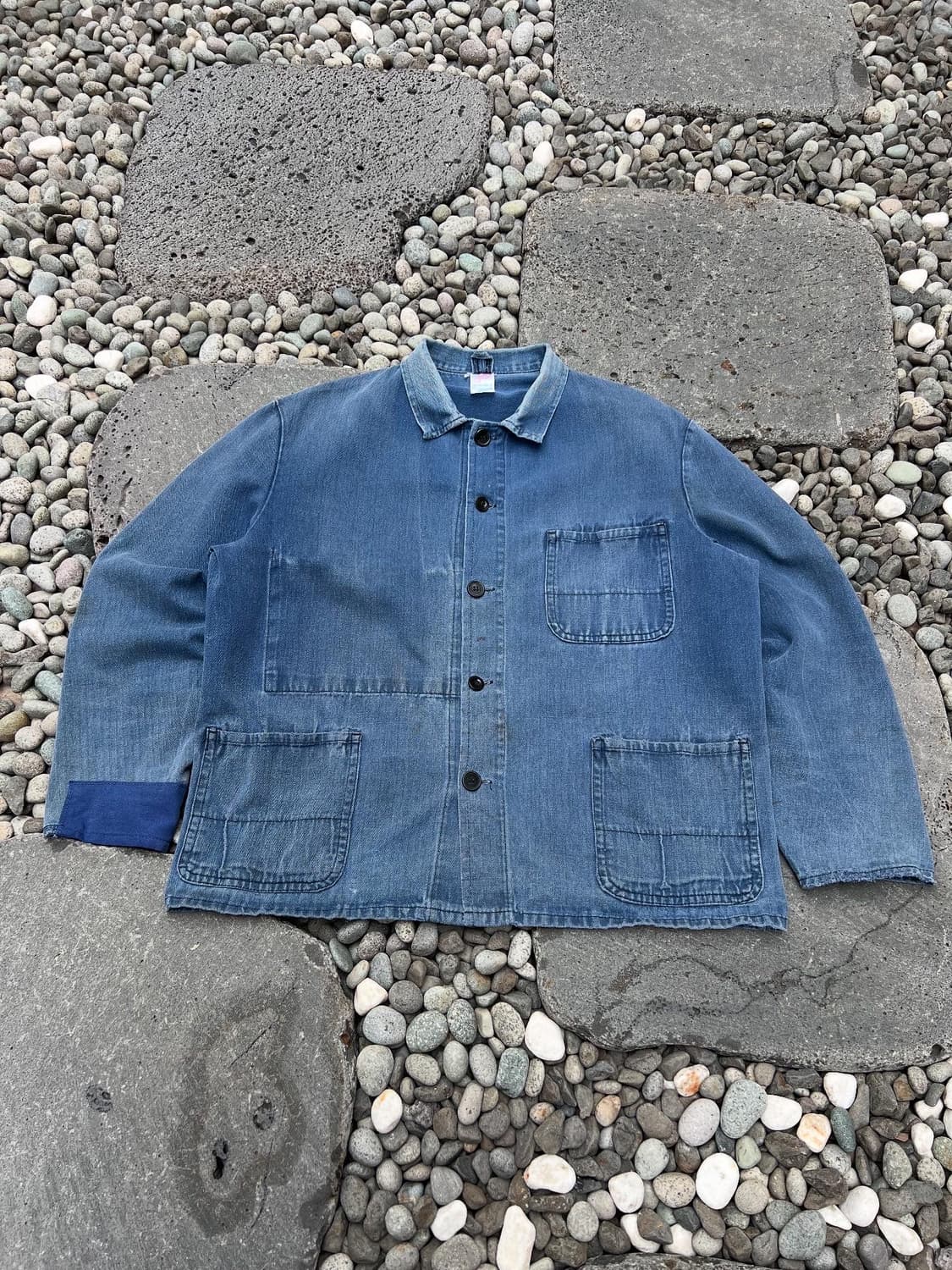OLD FADED PATCHWORK HBT 헤링본트윌코튼 프렌치워크자켓 상품이미지1