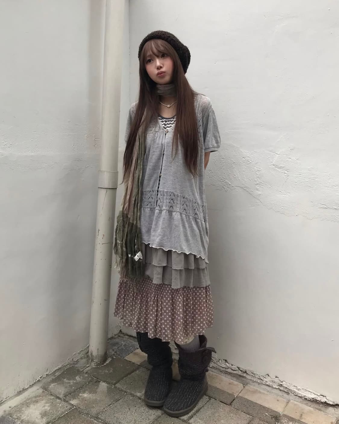 빈티지 모리걸 야상 레이어드 대장 코디 세트 상품이미지2