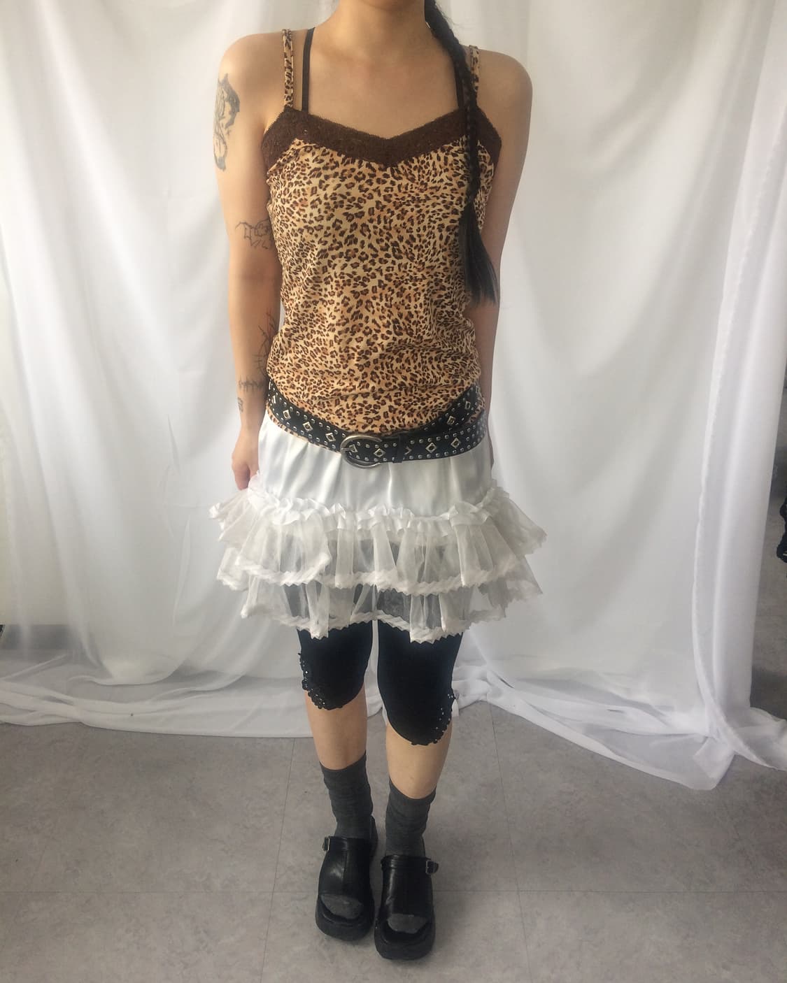 Lace trimming leopard pattern sleeveless 상품이미지7