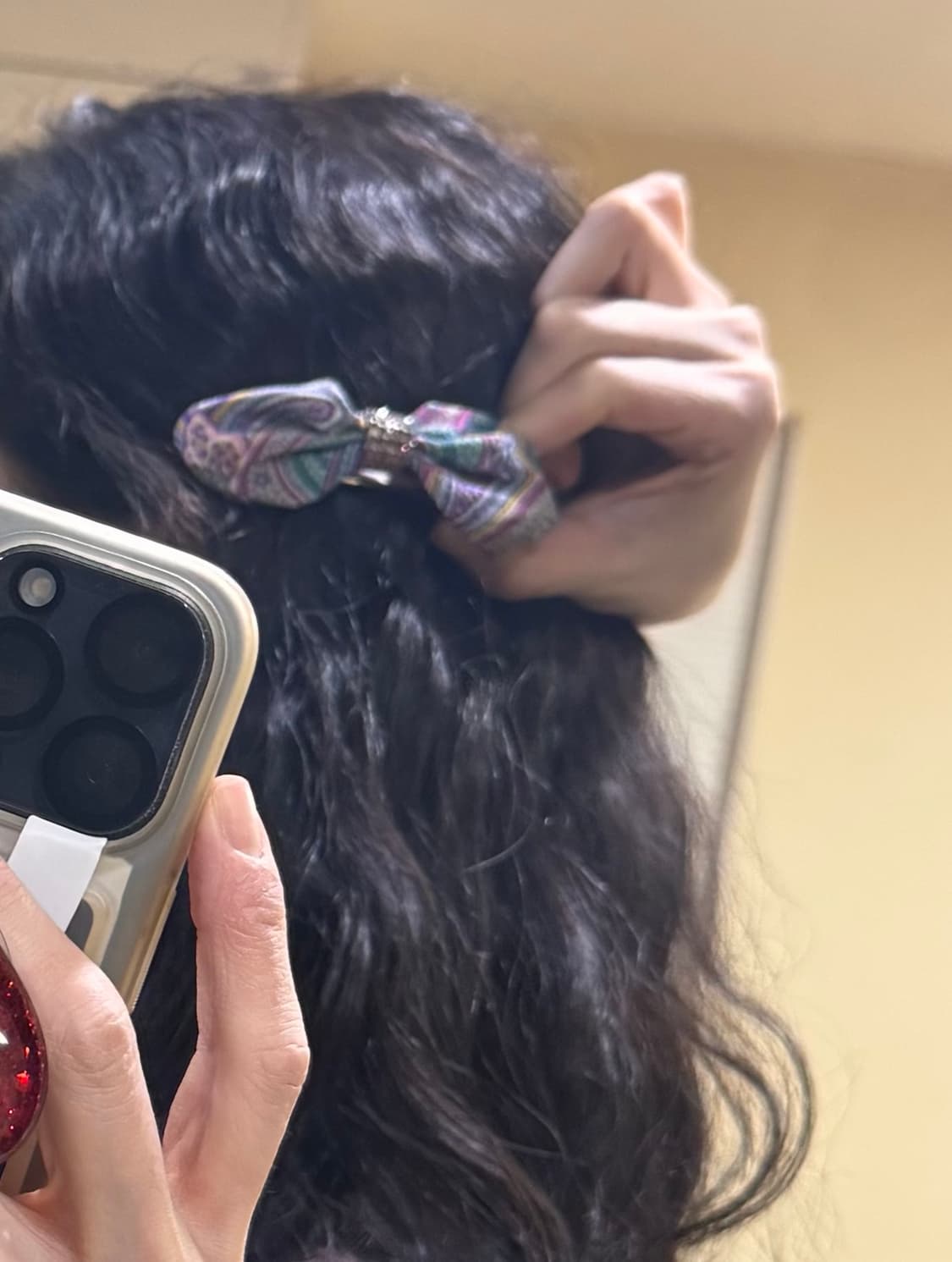 1회착 정품 에트로 고가라인 크리스탈 실크 헤어핀 머리핀 집게핀 상품이미지4