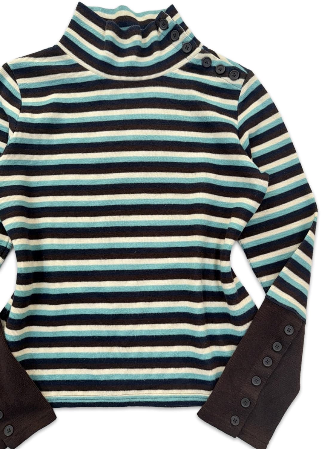 빈티지 Hushush 스트라이프 브라운 단추 디테일 니트 상품이미지2