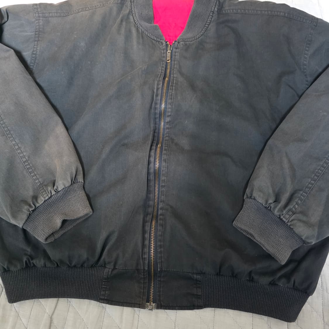 [M] 90s 빈티지 말보로 리버시블 봄버 자켓 블랙/레드 썬페이드 상품이미지5