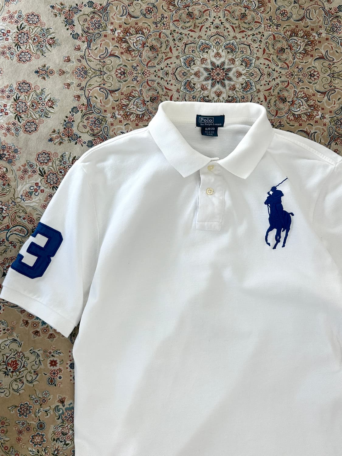 폴로 랄프로렌 화이트/블루 빅포니 카라티  상품이미지4