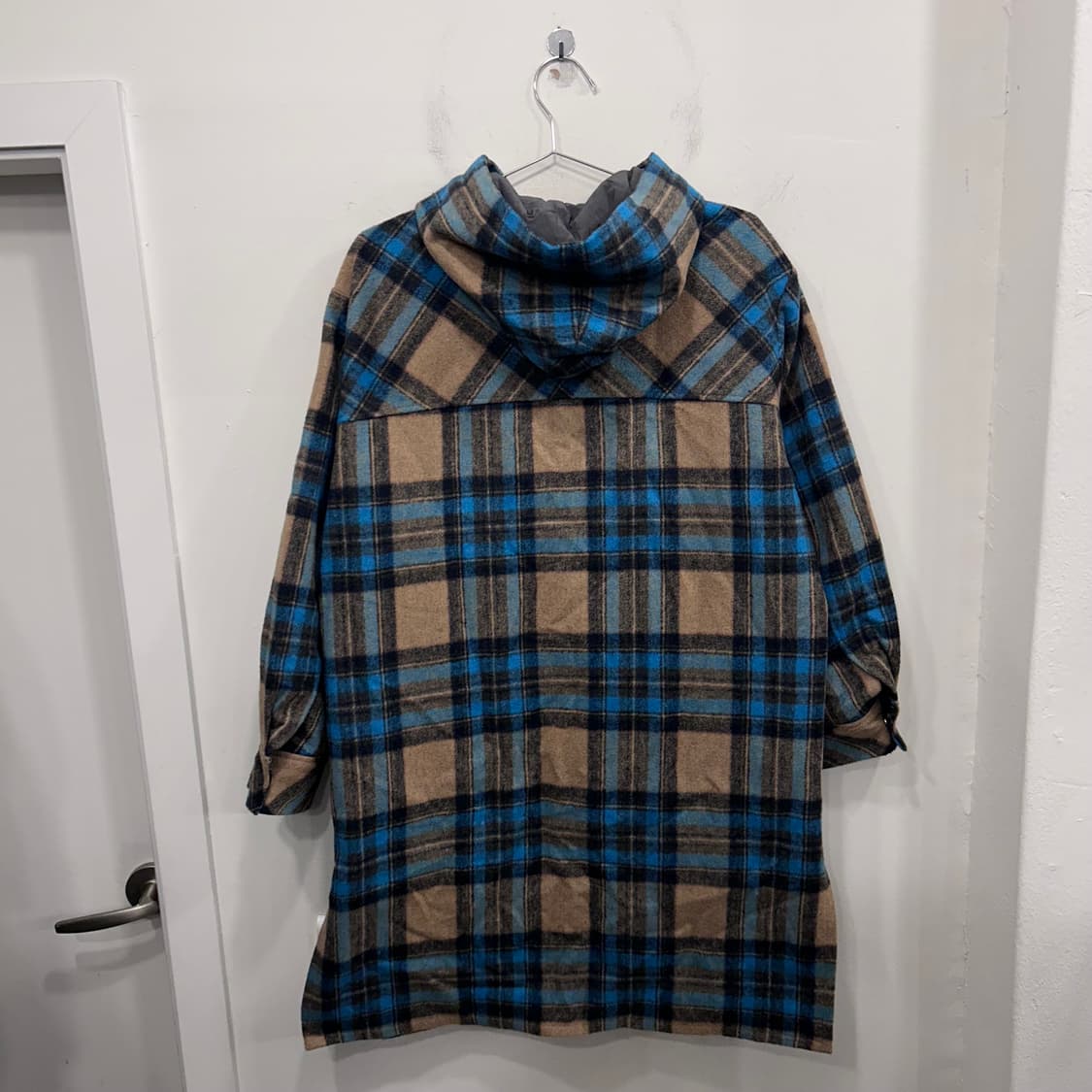 시에로 울 투톤 타탄체크 퀼팅 후드코트 상품이미지5