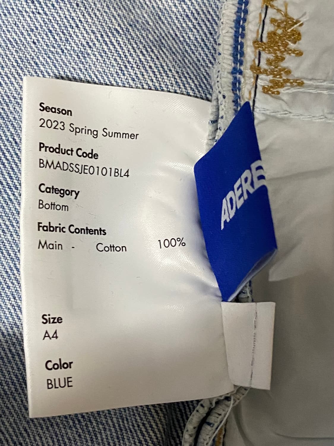 AderError 아더에러 테닛 진 블루 A4 XL 상품이미지10