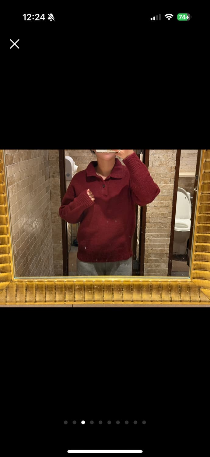 꼼데가르송 옴므 버건디 카라 니트 상품이미지3