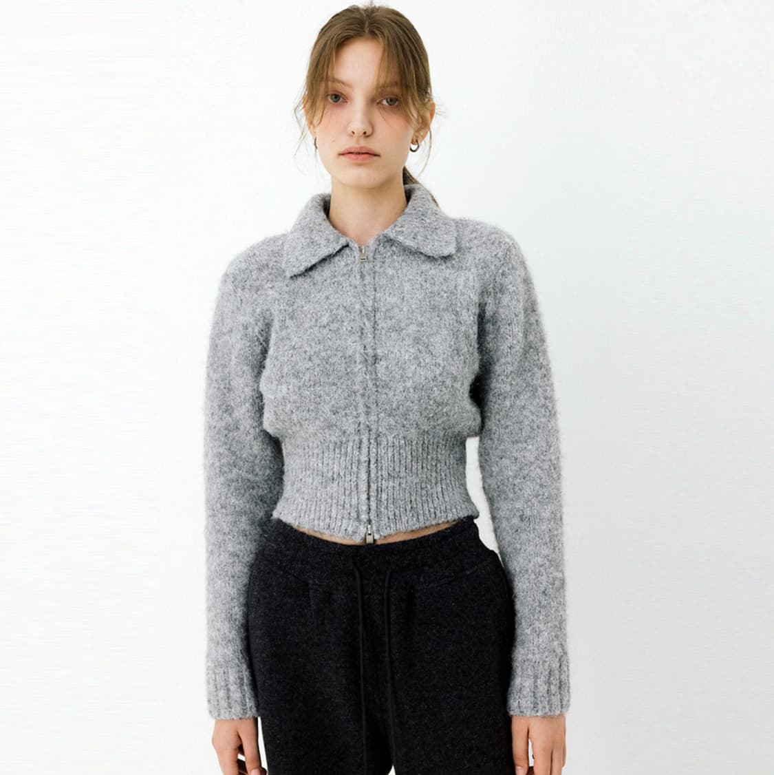 르(le) 투웨이 플러피 집업 니트가디건 55-66 새상품 상품이미지1