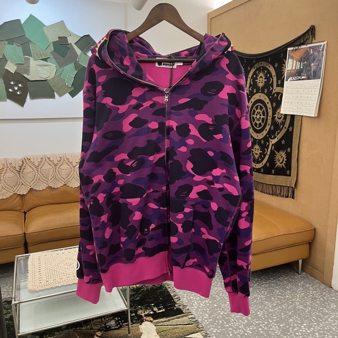 베이프 AAPE 스트릿 펑크 퍼플카모 샤크 후드집업 L C11552 상품이미지3
