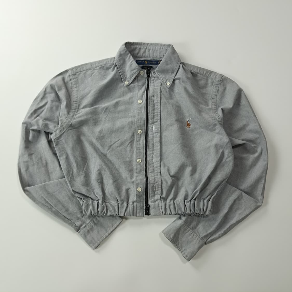CK397 FREE 폴로 더스티 차콜그레이 크롭 셔츠 자켓 상품이미지1