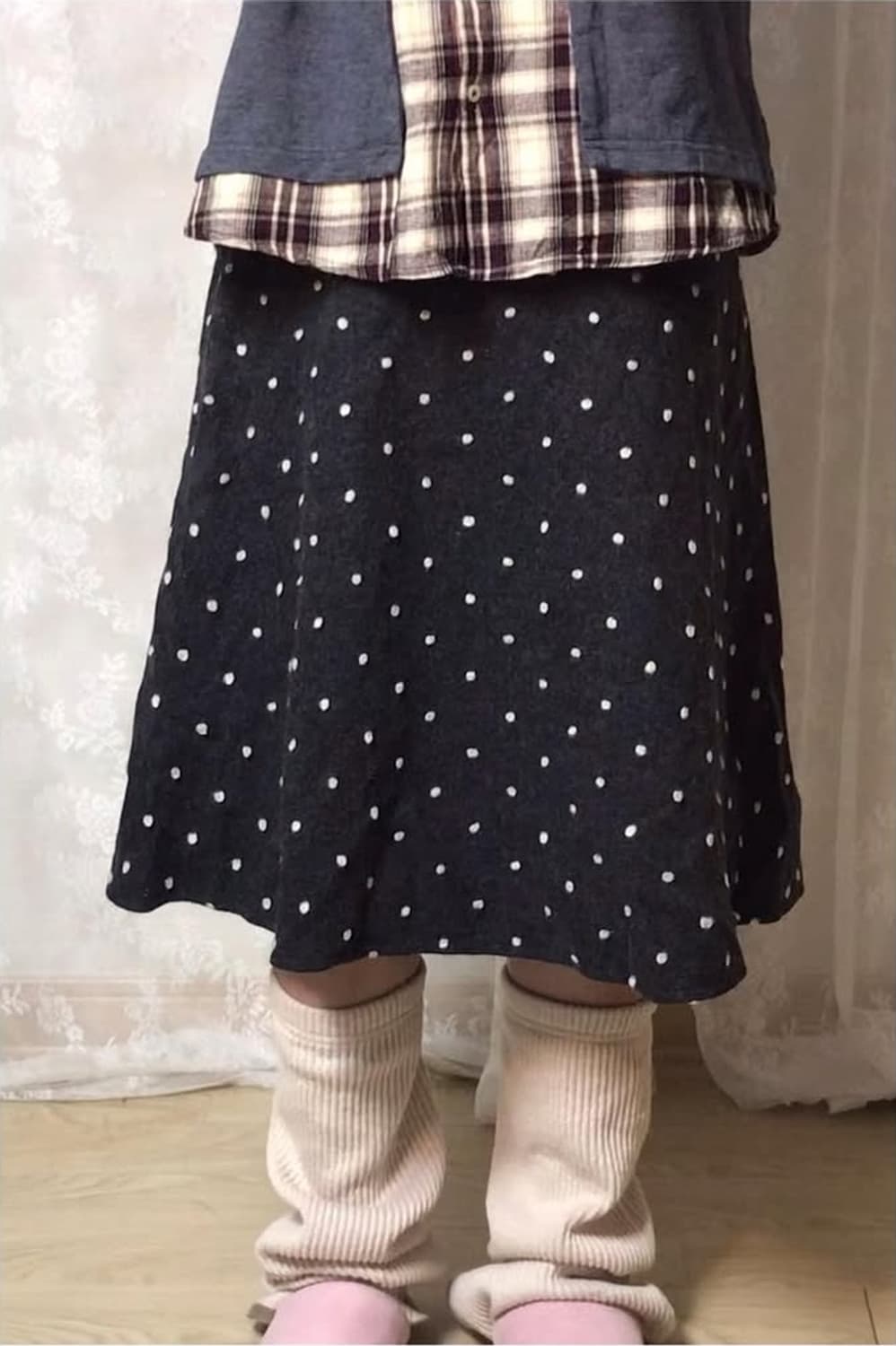 빈티지 눈꽃송이 도트 울 미디스커트 도쿄모리걸 상품이미지3