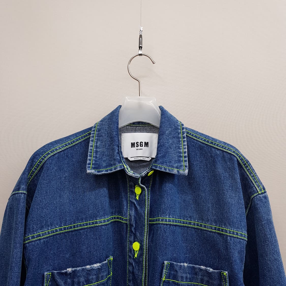 MSGM 네온 스티치 데님 셔츠형 자켓 IT40/ L사이즈 상품이미지2