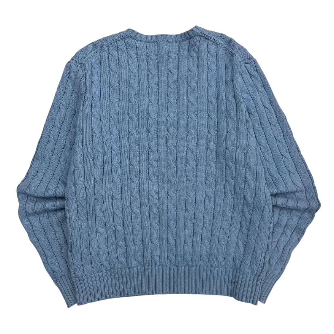 폴로 랄프로렌 화이트포니 베이비블루 꽈배기 브이니트 L 상품이미지3