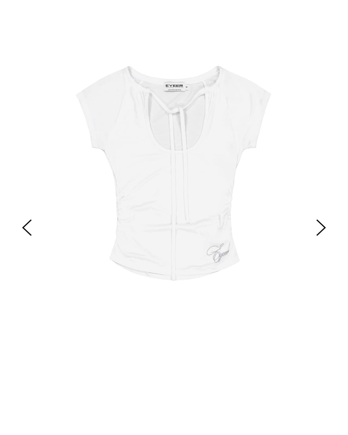 Script Logo Tie Short Sleeve Top - White 상품이미지2