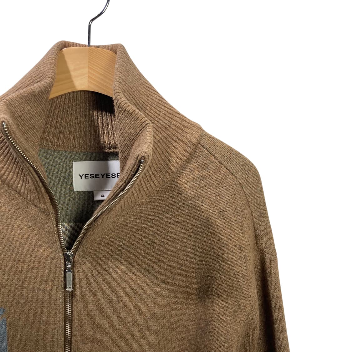 예쓰아이씨 투웨이 베이지 니트집업 상품이미지3