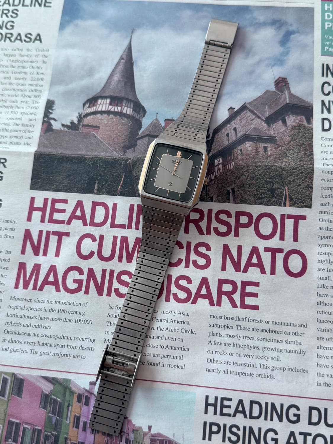 세이코 Seiko 쿼츠 스퀘어 투톤 다이얼 상품이미지2